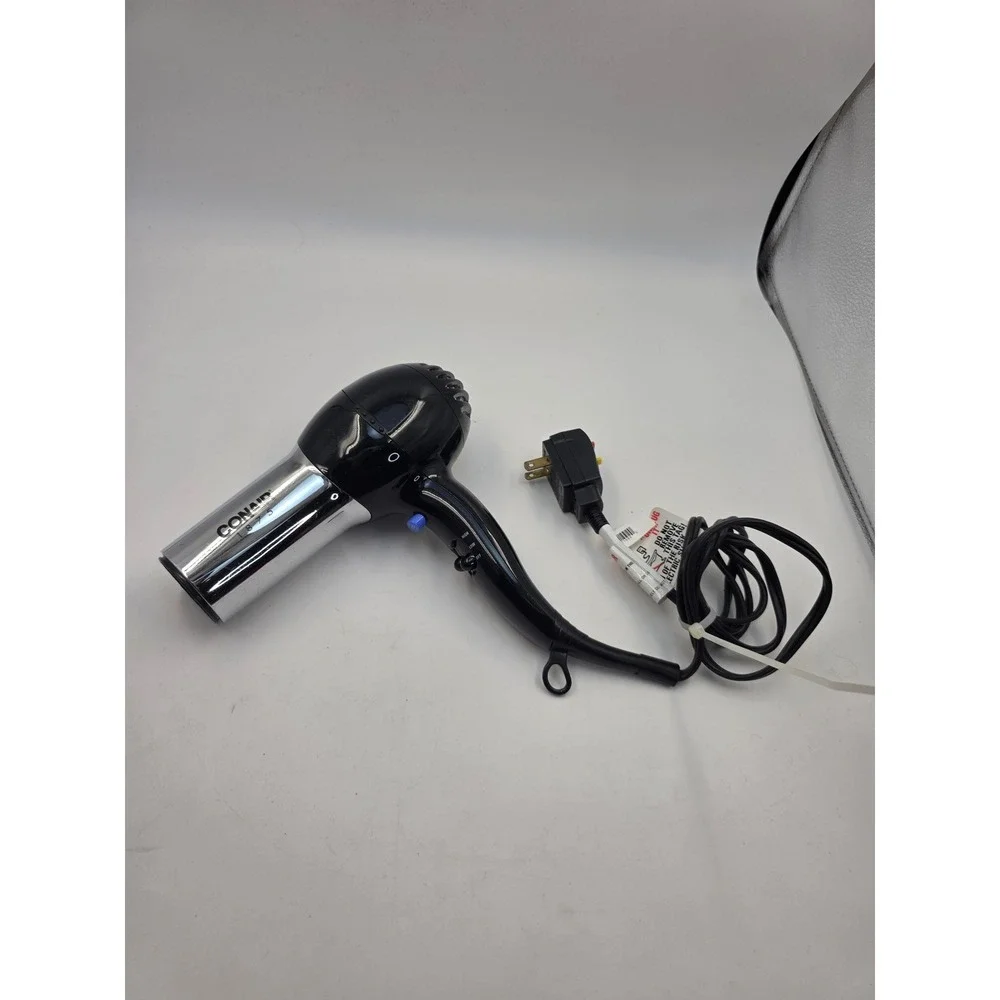 Conair 1875 Watt Hair Dryer Black Chrome Model 256X Heat Speed Settings